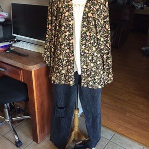 Sim & Sam Black Floral Kimono Size S/M, NWT